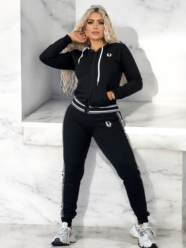 D-Hooded Embroidered Two-piece Set(YY9529)