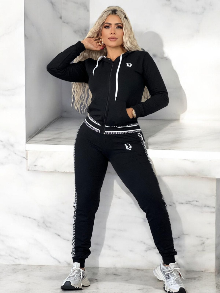 D-Hooded Embroidered Two-piece Set(YY9529)D-Hooded Embroidered Two-piece Set(YY9529)