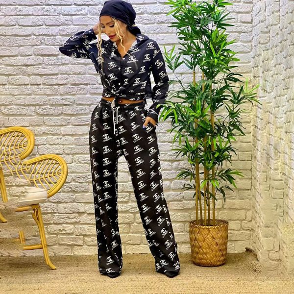 C&Y-Long-sleeved Shirt and Wide-leg Pants Suit(DD0114)