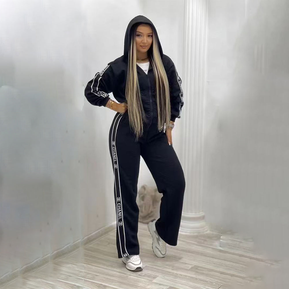 C-Embossed Hooded Zip-up Two-piece Set(DD0131)C-Embossed Hooded Zip-up Two-piece Set(DD0131)